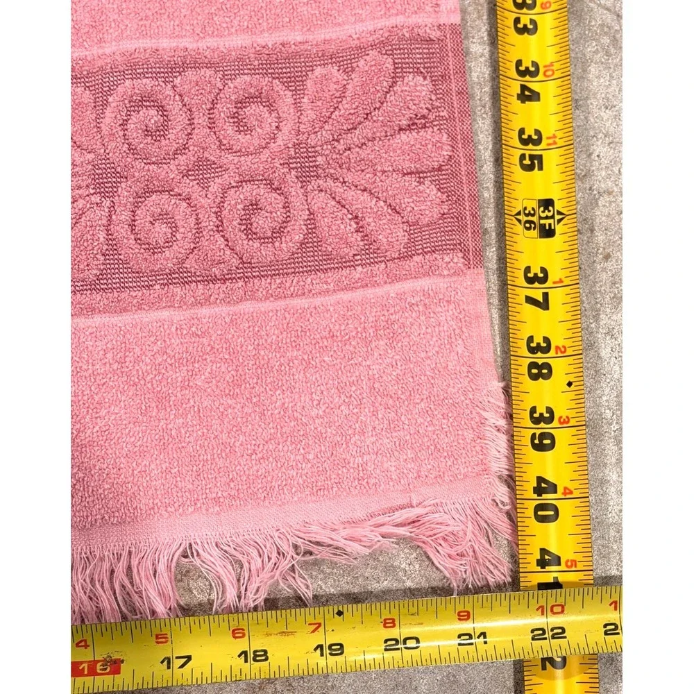 Vintage Lot of 2 Cannon Monticello Pink Cotton Bath & Hand Towel Set Fringe USA